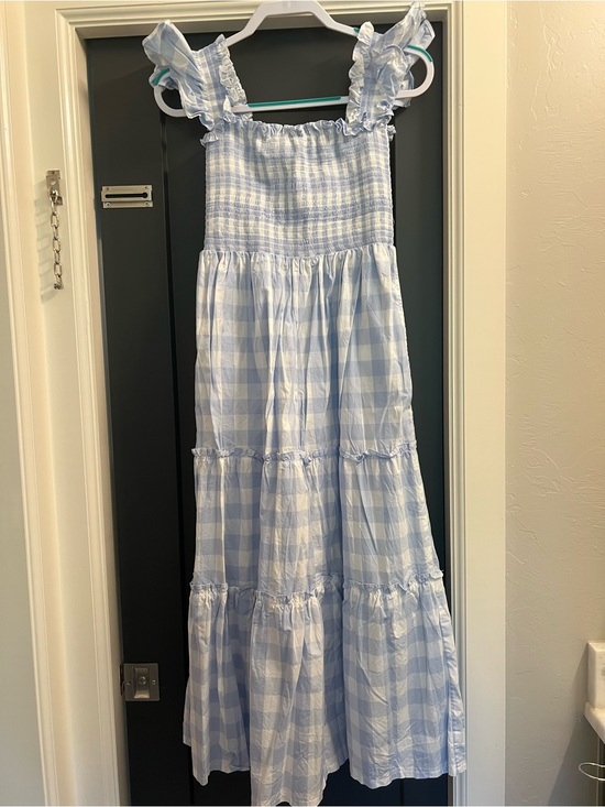 Poppy Kids Co Dresses & Skirts - Blue Gingham Smocked Ruffle Strap Womens Dress